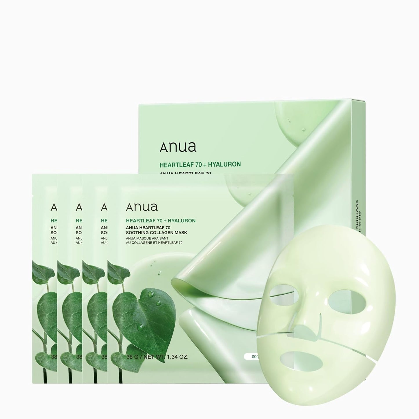 ANUA Heartleaf 70 Soothing Collagen Mask, Overnight Face Mask for Glass Skin, hyaluronic acid, Collagen, Soothing & hydration Facial Mask